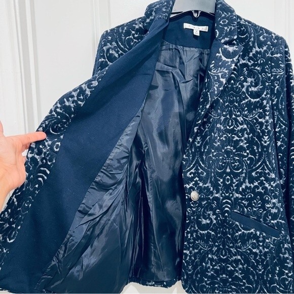 Cabi Navy Blue Jacquard Wool Blend Blazer Style# 109 Women's Size 8 - Picture 13 of 14